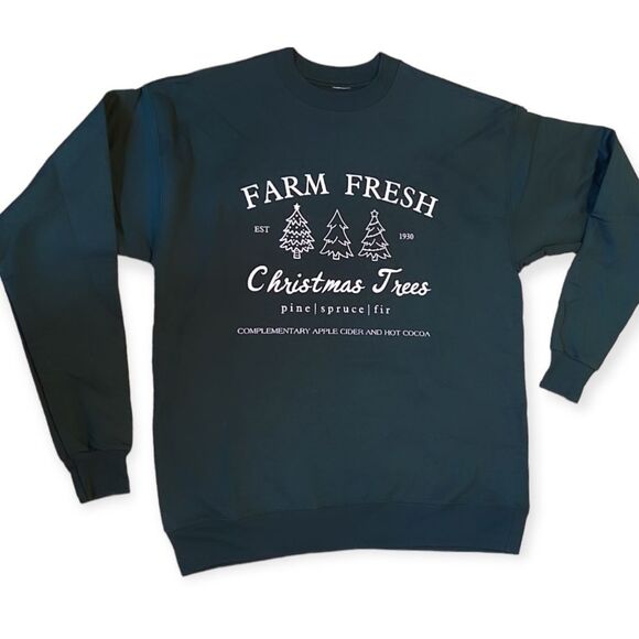 NWT Wool + Pepper Co. Farm Fresh Christmas Trees Unisex Crewneck Sweatshirt - Picture 2 of 5